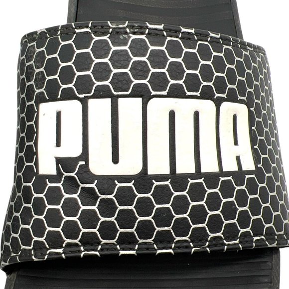Puma Men's Cool Cat Bold Comfort Slides Black White Size 12 - Picture 3 of 5